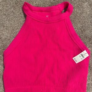 Aerie Hot Pink Ribbed Halter Tank Top